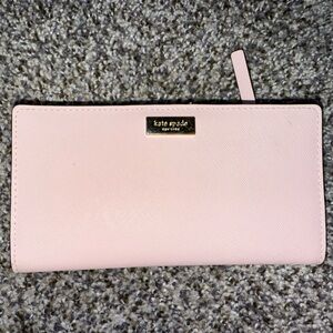 Kate spade light pink slim snap card holder wallet